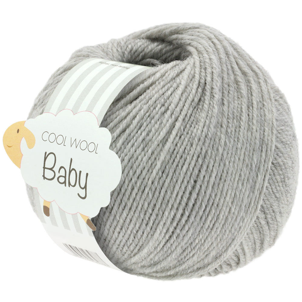 LANA GROSSA Cool Wool Baby, Farbe 206 Hellgrau meliert, 1 Knäuel mit 50 g